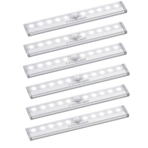 vyanlight under cabinet lights, motion sensor 10 led light indoor - light strips for closet, kitchen, bathroom, pantry - wireless battery operated cabinet lighting, peel and stick anywhere, 6 pack