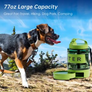 77oz Dog Water Bowl Dispenser, Dog Camping Essentials,Large Dog Travel Water Bottle with Pull-Out Drinking Bowl, Portable for Dog, Dog Beach Essentials Accessories, Car Water Bowl for Dogs, Bpa Free