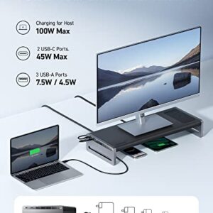 Anker 675 USB-C Docking Station (12-in-1, Monitor Stand) with 10Gbps USB-C Ports, 4K@60Hz HDMI Display, Wireless Charging Pad, for Lenovo ThinkPad, MacBook Pro M1 / M2 and More USB-C Devices