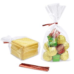 morepack flat bottom cellophane bags,100pcs 5x2x8 inches clear cello bags flat bottom cellophane treat bags for cookie