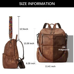 BOSTANTEN Backpack Purse for Women Fashion Designer Travel Backpack Leather Convertible Shoulder Bags Casual Daypack Brown