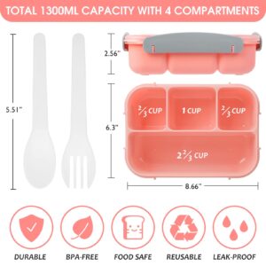 Korlon 30 Pcs Bento Box for Kids, 1300ML 4 Compartment Lunch Box Kids, Leakproof Lunch Containers for Adults with Various Accessories for Carrying Meals