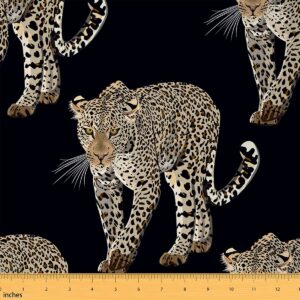 Cheetah Pattern Fabric by The Yard Leopard African Wild Animal Print DIY Craft Hobby Fabric by The Yard Black Dot Wildlife Decorative Fabric for Upholstery and Home Accents,3 Yards