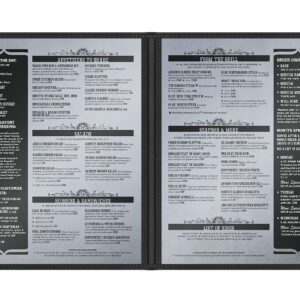 12 Pack of Goodsmart Cafe Style Menu Covers, Double Stitched Edge, Crystal Clear Vinyl (Black, 2 Pages / 4 Views - 8.5" x 11")