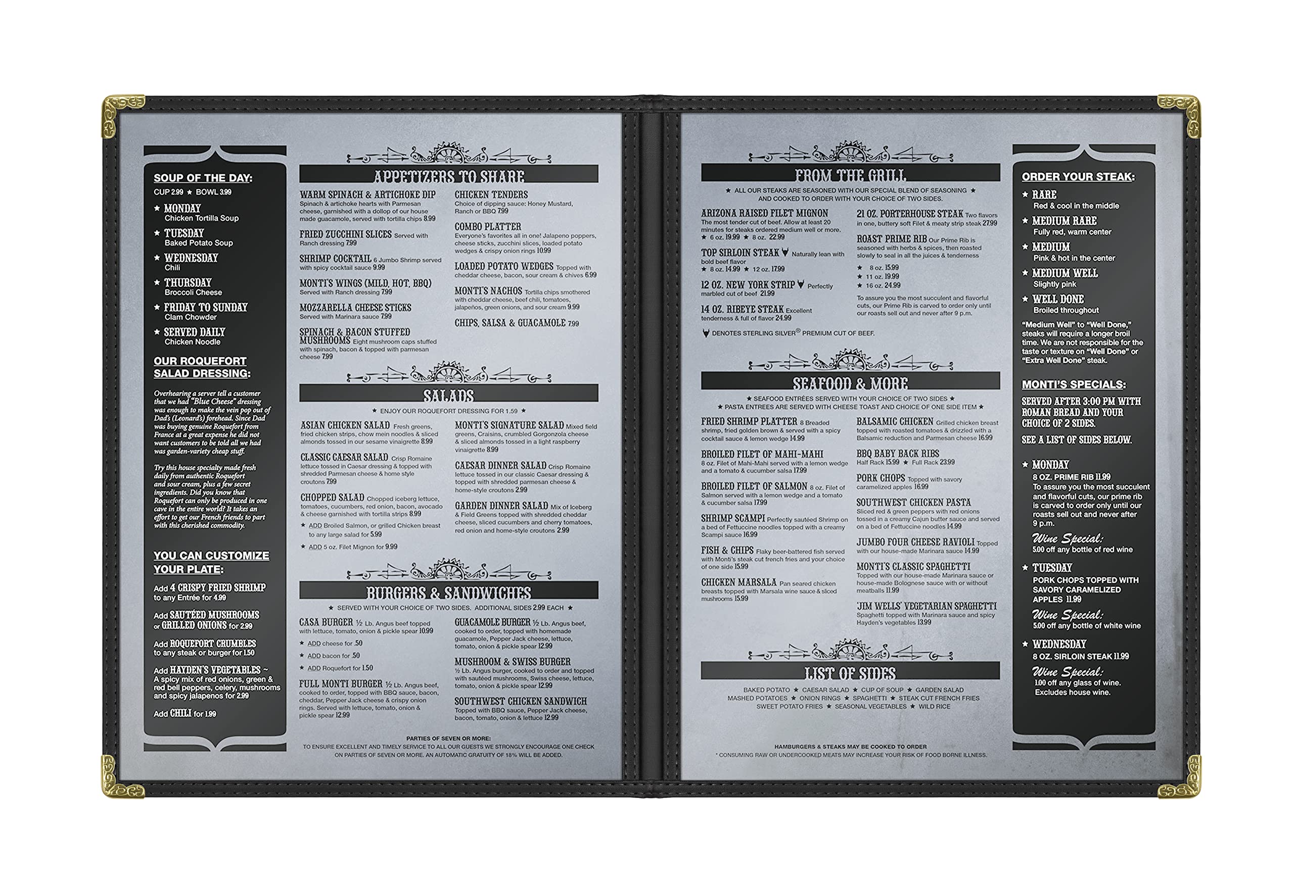 12 Pack of Goodsmart Cafe Style Menu Covers, Double Stitched Edge, Crystal Clear Vinyl (Black, 2 Pages / 4 Views - 8.5" x 11")