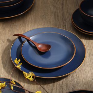 Stone Lain Brasa Modern Stoneware 16 Piece Dinnerware Sets, Plates and bowls Sets, Dish Set for 4, Blue