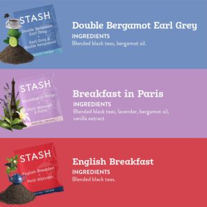 Stash Tea Bold Black Tea Sampler - Assortment of Caffeinated Premium Teas, Including English Breakfast, Irish Breakfast and Earl Grey Tea, 18-20 Count (Pack of 3)