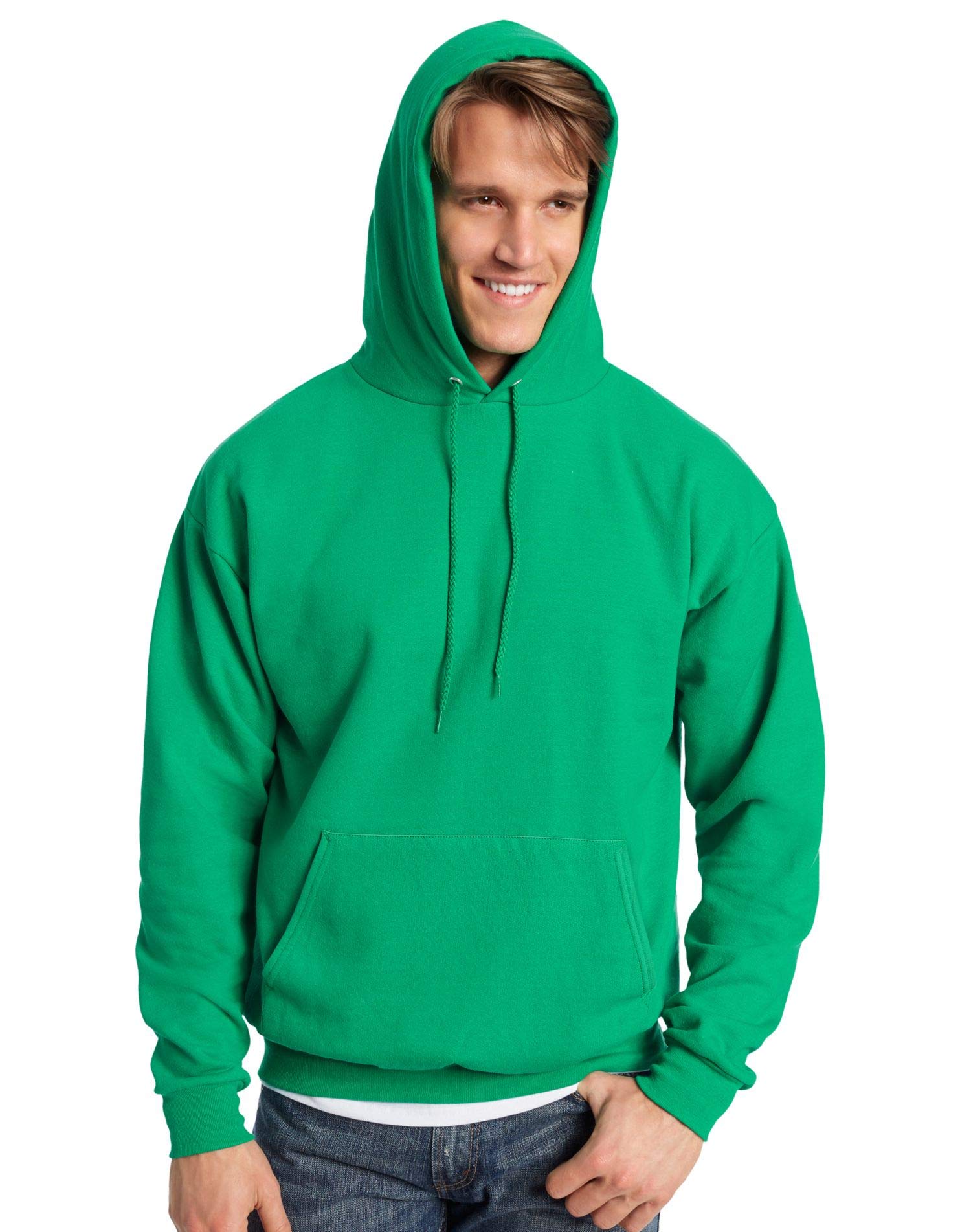 Hanes Mens Ecosmart Hooded Sweatshirt, M, Athletic Teal