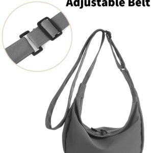 Small Sling Crossbody Bag for Women Men Trendy, Mini Crescent Bag with Adjustable Strap, 2 Zippers Lightweight Nylon Bag