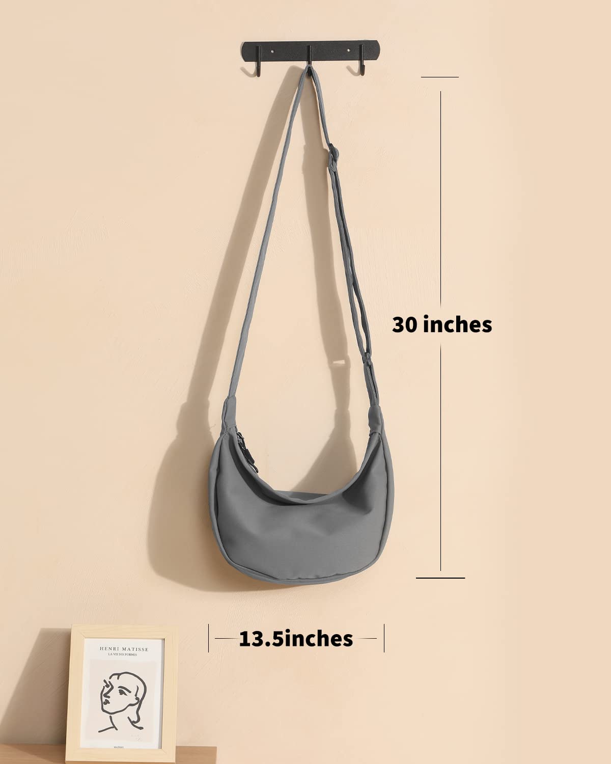 Small Sling Crossbody Bag for Women Men Trendy, Mini Crescent Bag with Adjustable Strap, 2 Zippers Lightweight Nylon Bag