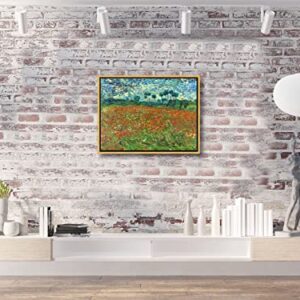 Wieco Art Framed Art Poppy Field June 1890 Canvas Print of Vincent Van Gogh Oil Paintings Reproduction Abstract Wall Art for Home Decorations Bronze Gold Frame