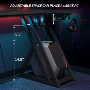 CubiCubi Aurora Gaming Desk with Carbon Fiber Surface, 40 Inch L Shaped Desk with Storage Shelves, Small Corner Computer Desk with Monitor Shelf, Gamer Desk PC Table, Black