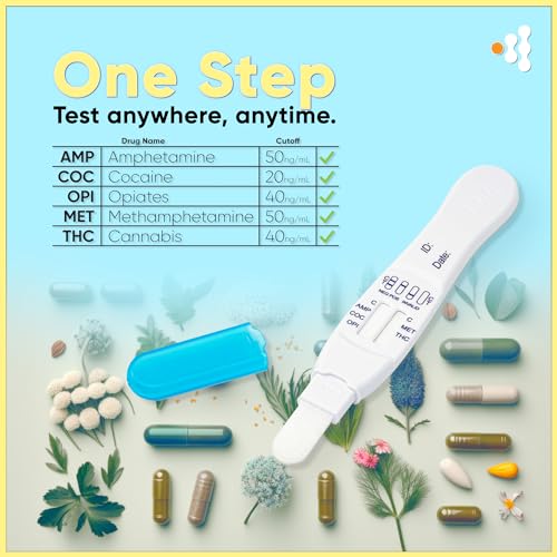 Prime Screen 5 Panel Multi-Drug Oral Fluid Test, One Step Employment and Insurance Testing (AMP, COC, MET, OPI,THC) -EXP 2024-08-24 [5 Pack]