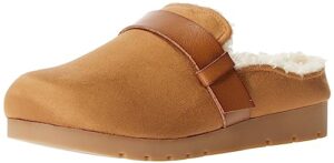 amazon essentials women's shearling mule, tan suede, 7.5