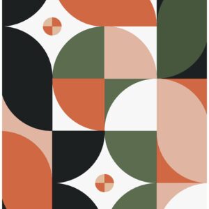 HAOKHOME 96130-1 Peel and Stick Wallpaper Geometric Olive/MistyRose/White/Black/Red Modern Wall Decor Bathroom Removable Contact Paper 17.7in x 9.8ft