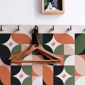 HAOKHOME 96130-1 Peel and Stick Wallpaper Geometric Olive/MistyRose/White/Black/Red Modern Wall Decor Bathroom Removable Contact Paper 17.7in x 9.8ft