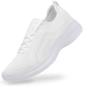 santiro white sneakers for women walking shoes lightweight fashion womens tennis shoes for gym non slip work casual shoe 8.5 us