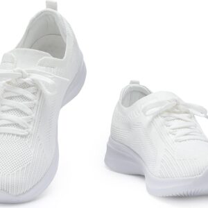 Santiro White Sneakers for Women Walking Shoes Lightweight Fashion Womens Tennis Shoes for Gym Non Slip Work Casual Shoe 8.5 US