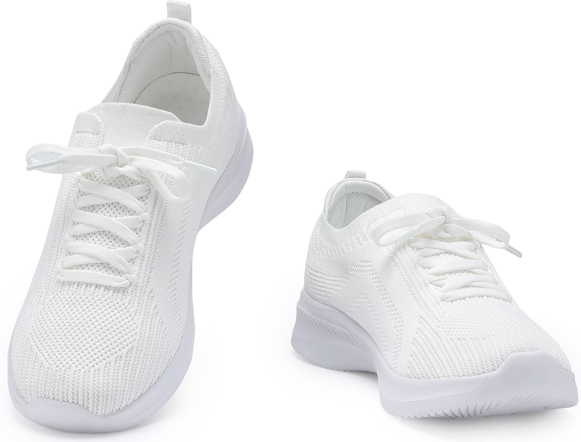 Santiro White Sneakers for Women Walking Shoes Lightweight Fashion Womens Tennis Shoes for Gym Non Slip Work Casual Shoe 8.5 US