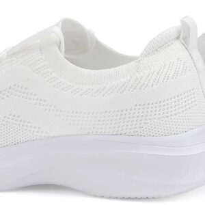 Santiro White Sneakers for Women Walking Shoes Lightweight Fashion Womens Tennis Shoes for Gym Non Slip Work Casual Shoe 8.5 US