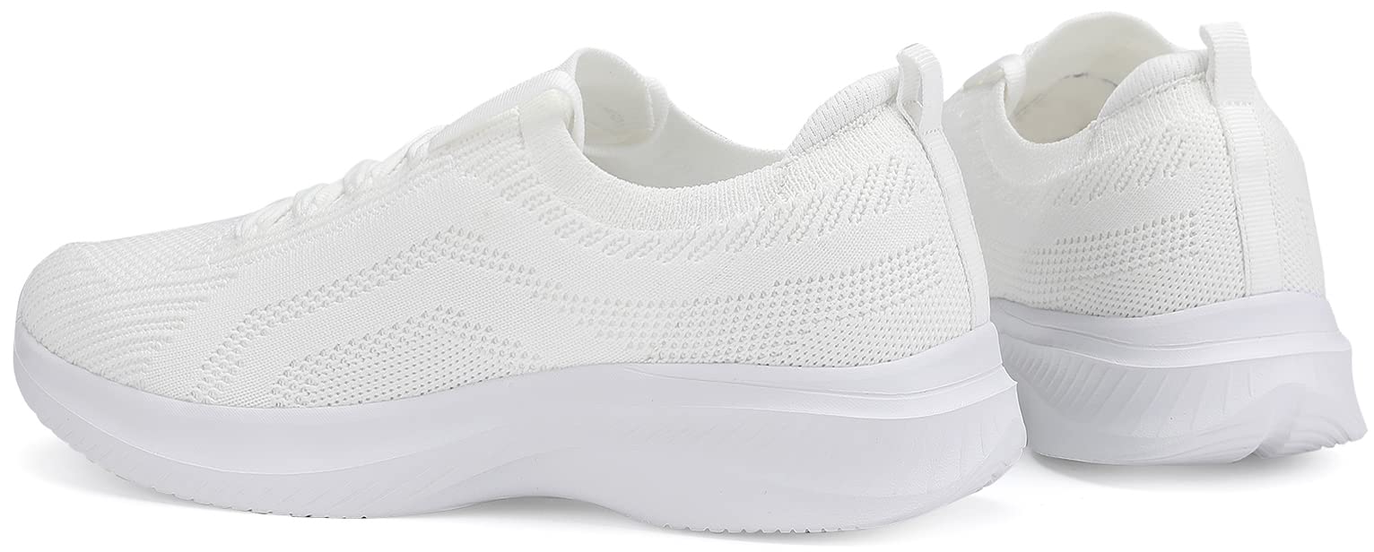 Santiro White Sneakers for Women Walking Shoes Lightweight Fashion Womens Tennis Shoes for Gym Non Slip Work Casual Shoe 8.5 US