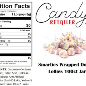 Candy Retailer Smarties Wrapped Double Lollies 100ct Jar (1 Jar)