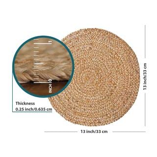 Eco Crave Jute Placemats, Set of 10 Round Woven Placemats 100% Natural Jute, Nonslip Round Placemats 13x13 Inches Round Farmhouse, Boho Jute Placemats for Dining Table Placemats Set of 10