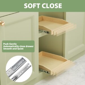 LOVMOR Single Pull Out Cabinet Organizer 16½”W x 21”D, Soft Close Slide Out Drawer Storage Shelves for Kitchen, Wood Cabinet Shelf Pull-Out Organizer Storage for Base Cabinet