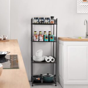 OYEAL Bathroom Shelves Freestanding Bathroom Towel Storage 4 Tier Wire Shelving Unit Bathroom Standing Shelf Floor Organizer for Pantry Kitchen Laundry Room Organization, Black