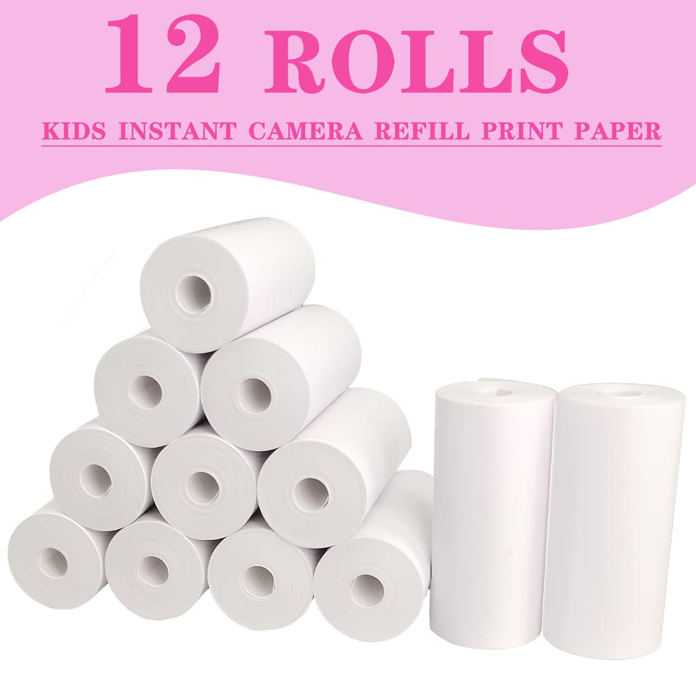 Instant Print Camera for Kids with 12 Rolls Refill Paper, Digital Camera for Girls Christmas Birthday Gifts, Purple Instant Camera for Toddler Children, Photo Toy Camera, 32G SD Card