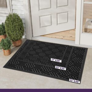 DEXI Door Mat Heavy Duty Outdoor Indoor Doormat, Stain and Fade Resistant, Non Slip Front Door Mats, Patio Entryway Floor Mat, 17"x29", Checkered Black