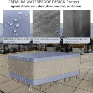 Garden Balsam Waterproof Rectangular Patio Table and Chair Cover Blue Grey 136" L X 74" D X 28"H Outdoor General Purpose Furniture Covers Patio Furniture Set Cover