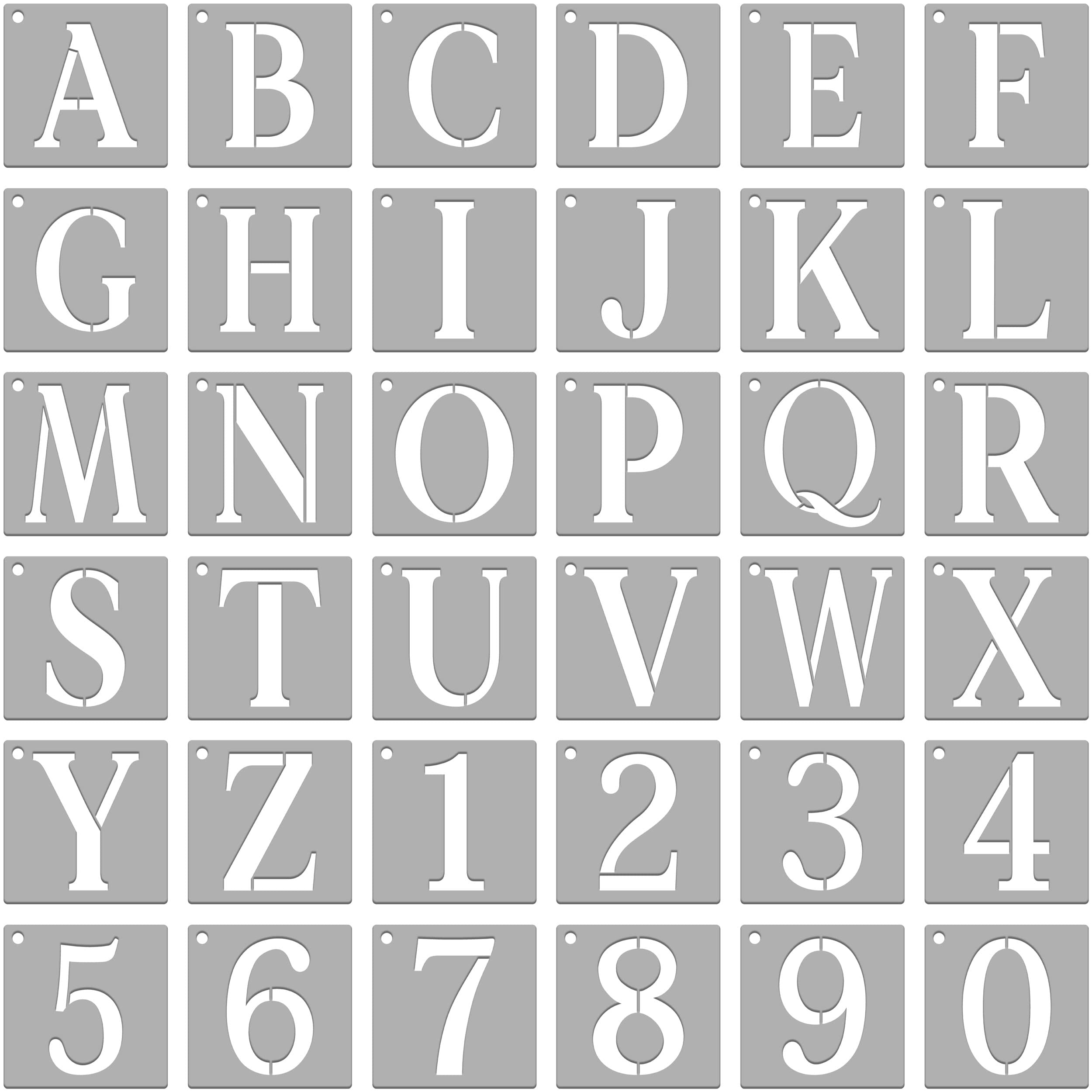 36 Pcs Letter Stencils 3 Inches Alphabet Letter Templates Reusable Letter and Number Stencils Art Craft Stencils for Painting Letters Numbers on Wall Glass Wood Chalkboard Door Fence Floor Fabric DIY