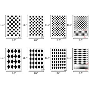 4 Pcs Checkerboard Stencils with 4 Pcs Harlequin Stencils, 8 Pcs Checks & Diamonds Stencils, Repeating Shape Stencils Reusable Mylar Plastic Templates for Painting on Wood Pillows Wall Door A4 Size