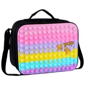 Pop Lunch Box for Girls,Girls Reusable Lunch Box for School,Insulated Cooler Lunch Food Containers with Adjustable Strap,Push Bubble Waterproof Lunch Bag Large Capacity Lunch Boxes Tote Bag for Girls