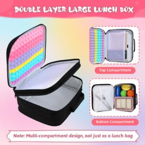 Pop Lunch Box for Girls,Girls Reusable Lunch Box for School,Insulated Cooler Lunch Food Containers with Adjustable Strap,Push Bubble Waterproof Lunch Bag Large Capacity Lunch Boxes Tote Bag for Girls