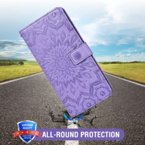 Phone Case for Samsung Galaxy A40 Wallet Cases with Tempered Glass Screen Protector and Leather Slim Flip Cover Card Holder Stand Cell Accessories Glaxay A 40 GlaxayA40 40a SM-A405F Women Purple