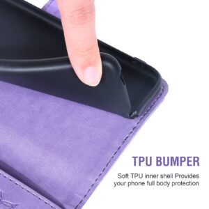 Phone Case for Samsung Galaxy A40 Wallet Cases with Tempered Glass Screen Protector and Leather Slim Flip Cover Card Holder Stand Cell Accessories Glaxay A 40 GlaxayA40 40a SM-A405F Women Purple