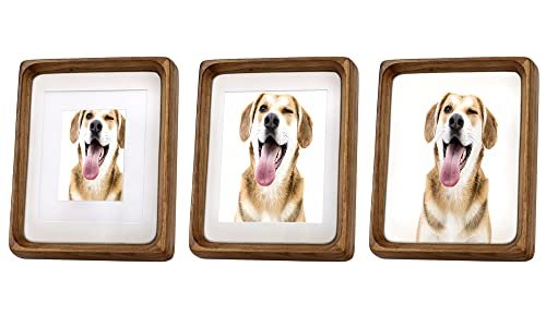 Natural Wood Photo Frames Inspired Tabletop Picture Frame with Mat, Vertical or Horizontal Display (Walnut, 11x14 matted to 5x7/8x10)