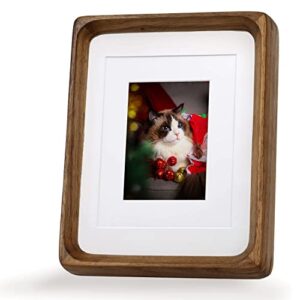 Natural Wood Photo Frames Inspired Tabletop Picture Frame with Mat, Vertical or Horizontal Display (Walnut, 11x14 matted to 5x7/8x10)