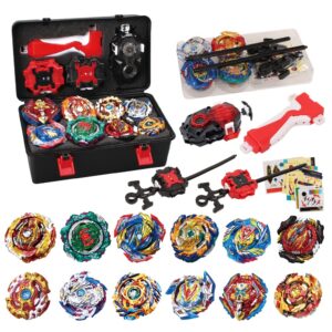 Battling Top Beys Game 12 Spinning Tops 3 Launchers Blade Gyro Game with Storage Box Gift for Kids,Boys