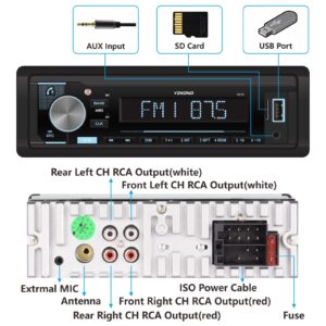 Single Din Car Radio Receiver Automatic Brightness Bluetooth Car Stereo with LCD Display AM/FM Radio MP3 Player USB SD AUX Port Built-in Microphone, Hands-Free Calling, APP Control