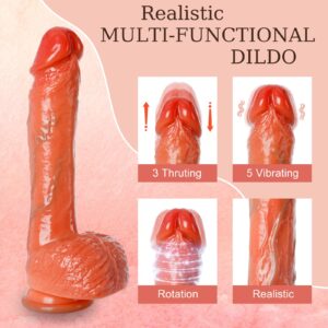 Thrusting Dildo Vibrator Sex Toys - Adult Sex Toys Realistic Dildos G Spot Anal Vibrator with 3 Thrusting & 5 Vibrating Modes & Suction Cup, Remote Control 8.6'' Dildo Vibrators for Men Women Couples