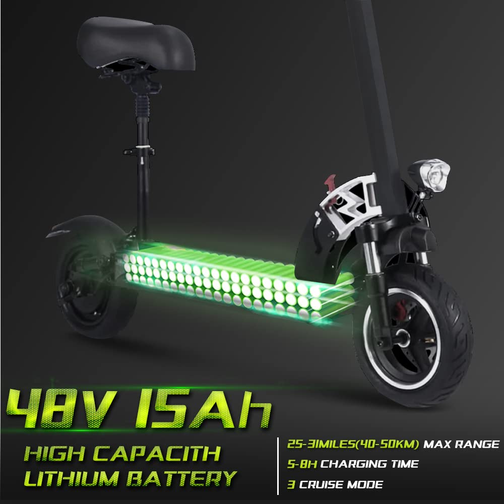 Electric Scooter Adults with Seat Powful 800W Motor up to 28 Mph & 35 Miles Long-Range, 10" Pneumatic Tire Portable Folding Commuting Scooter Electric for Adults 350 LBS Load