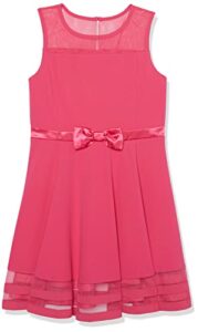 calvin klein girls' sleeveless party dress, fit and flare silhouette, round neckline & back zip closure, magenta