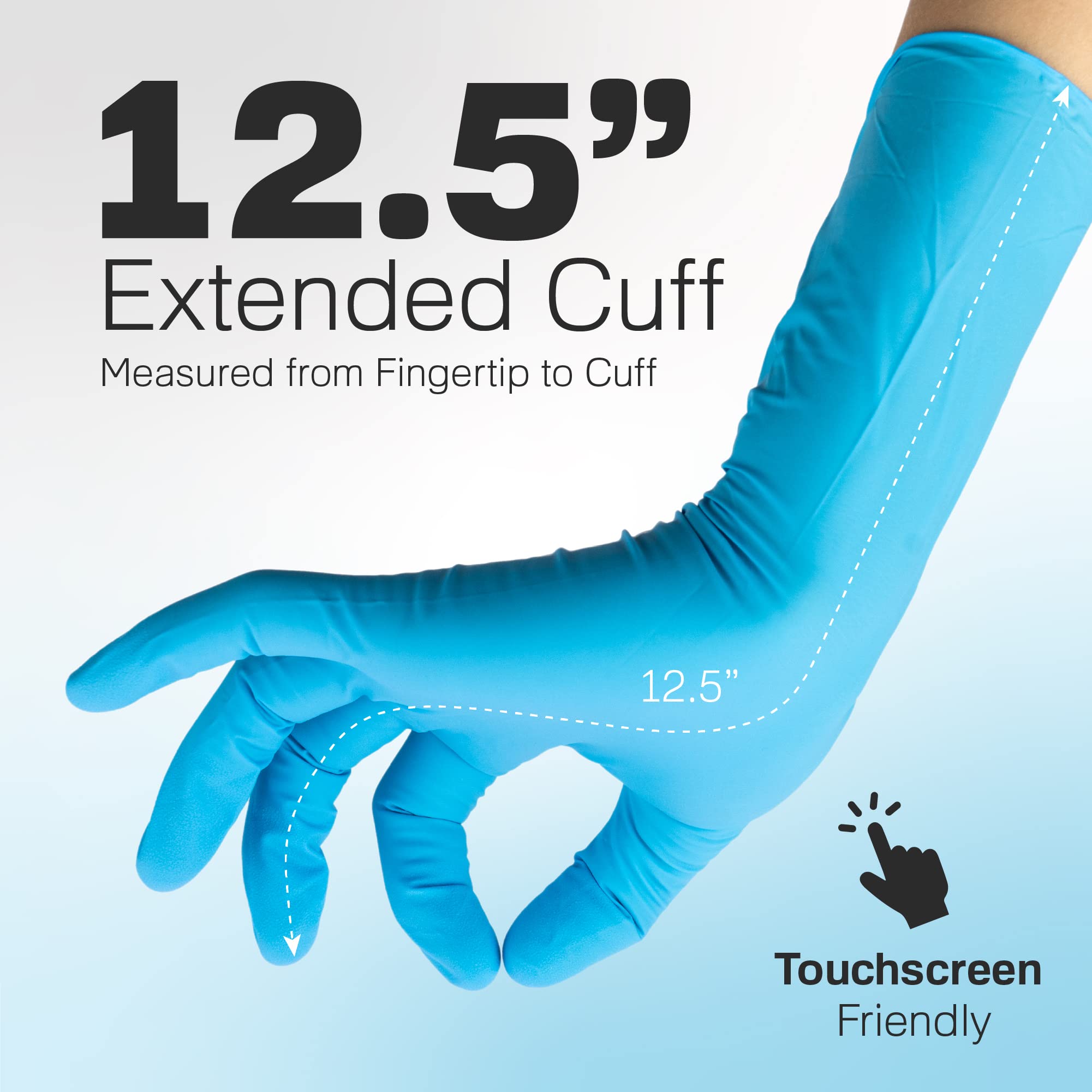 Gloves Disposable Latex Free | 8.5 Mil Heavy Duty Nitrile Gloves Medium| 50 Count Long Disposable Gloves with Extended Cuff, Powder Free, Food Grade & Safe Non Latex Gloves, Rubber Gloves Disposable