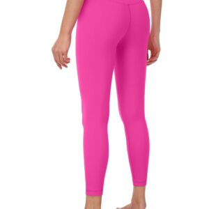 HeyNuts Pure&Plain 7/8 High Waisted Leggings for Women, Athletic Compression Tummy Control Workout Yoga Pants 25'' Sonic Pink M(8/10)