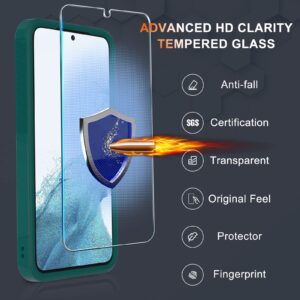 for Samsung Galaxy A54 5G Case with 1 Pcs Tempered Glass Screen Protector and 1 Pcs Camera Lens Cover,Heavy Duty Rugged Shockproof Full Body Protective Phone Cover,Dark Green