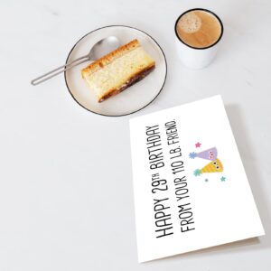 Chenive Funny Birthday Card for Him Her, Humorous Birthday Card for Best Friend, Happy 29th Birthday From Your 110 lb. Friend