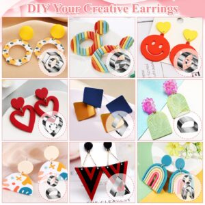 Polymer Clay Earring Making Kit- 30 Clay Earring Cutters, 24 Color Polymer Clay, 8 Circle Cutters, Rollers, B7000 Glue, 640 PCS Earring Making Tools Accessories for Jewelry DIY (Instructions Include)